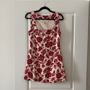 Posse Cream and Red Floral Mini Dress